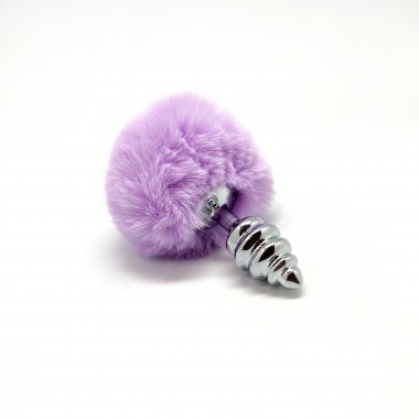 Plug anal en forma de espiral fluffy lila