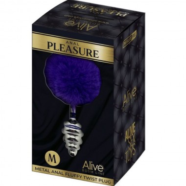 Plug anal en forma de espiral fluffy Violeta