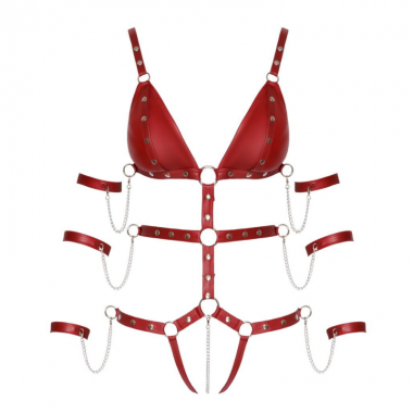 Lencería de cuero vegano con cadenas
