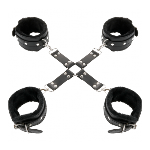 Hogtie esposas y tobillera cuero